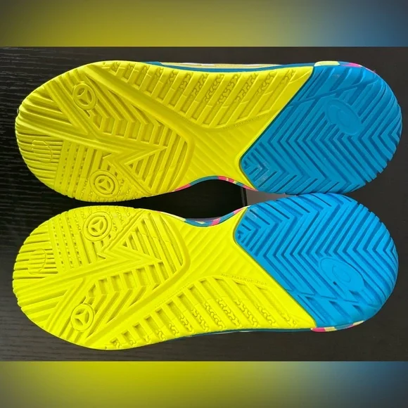 Asics Women's Neon Yellow Pink Blue Sneakers - Picture 5 of 5
